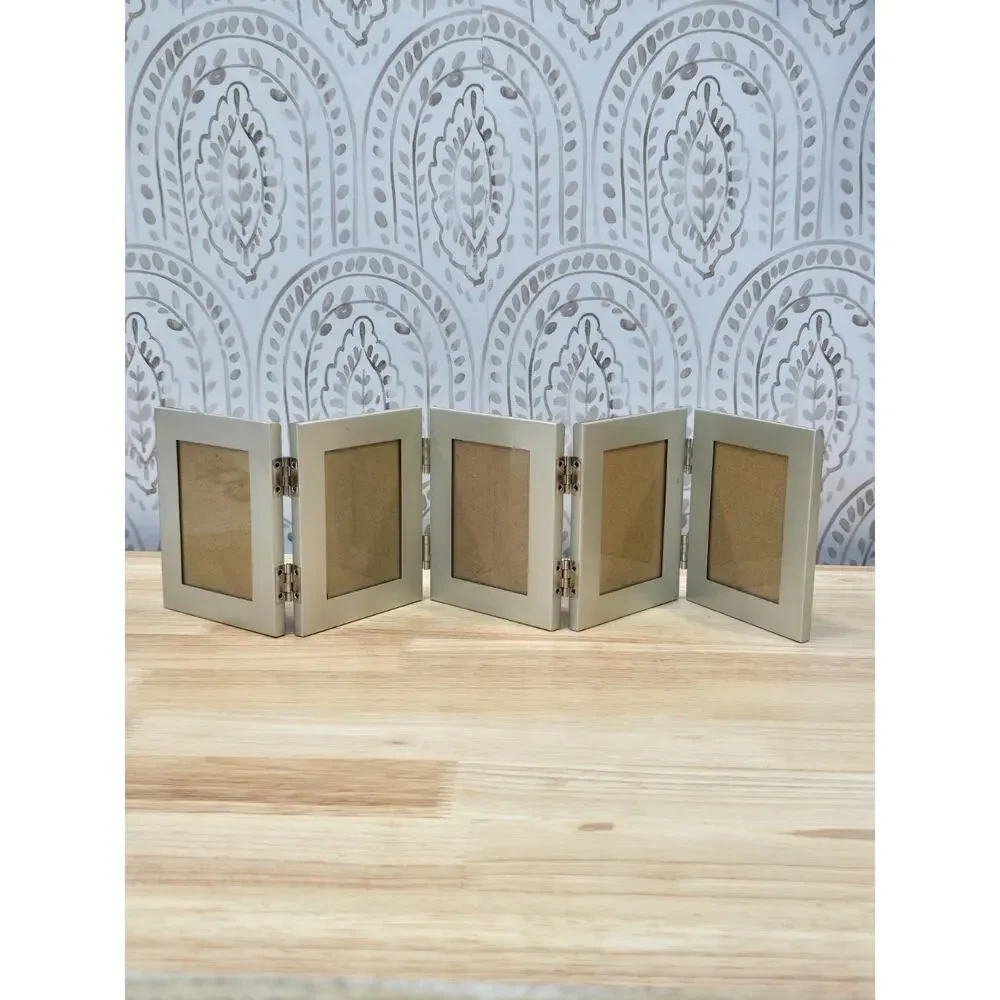 Brushed Silver 5 Wallet Photo Accordion Picture Frame 2.5x3.5 Folding Collage